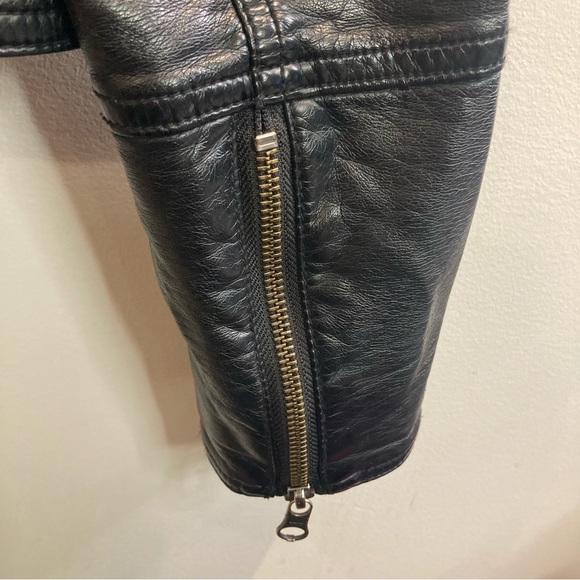 FREE PEOPLE Sz S Vegan Quilted Shoulder & Lining Zipper Snap Closure Moto Jacket - Picture 12 of 16